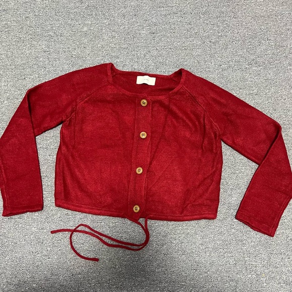 Red Button-Up Cardigan - Picture 2 of 5